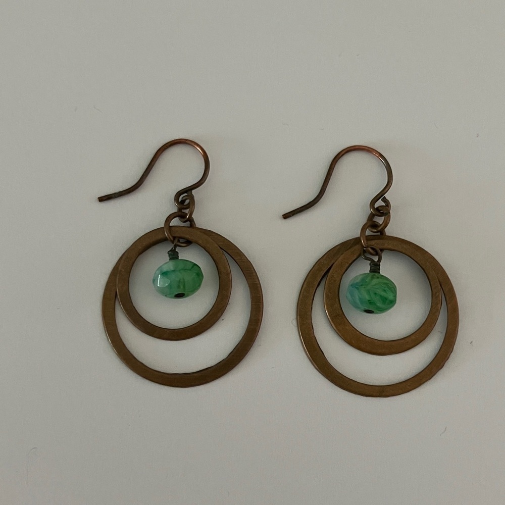 Chic Bronze and Green Earrings